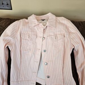 Versona Pink & White Striped Denim Jacket